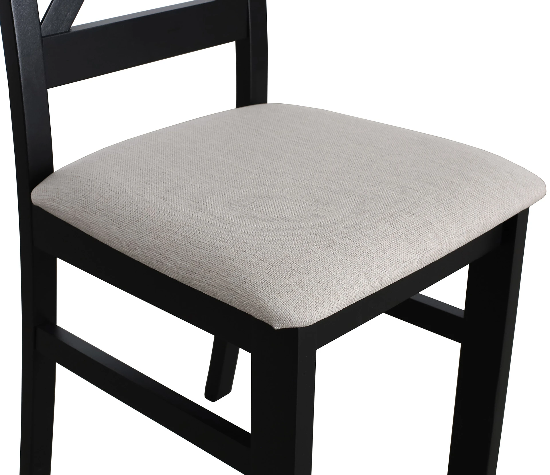 Set 6x gepolsterter Kreuzstuhl für das Esszimmer Schwarz/Beige