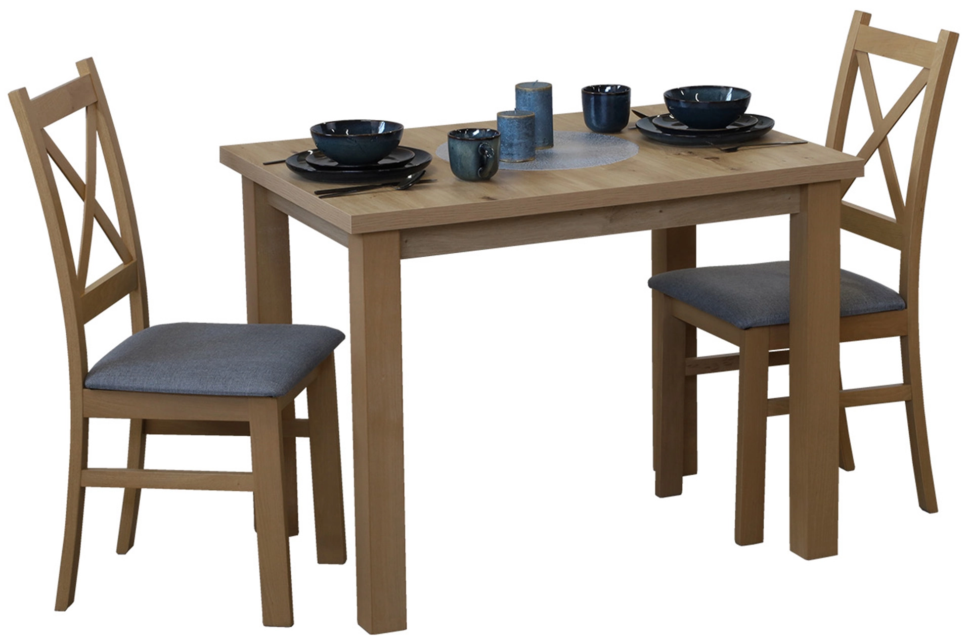 Tisch-Set 100x70 mit 2 Stühlen M007-2 Eiche Artisan