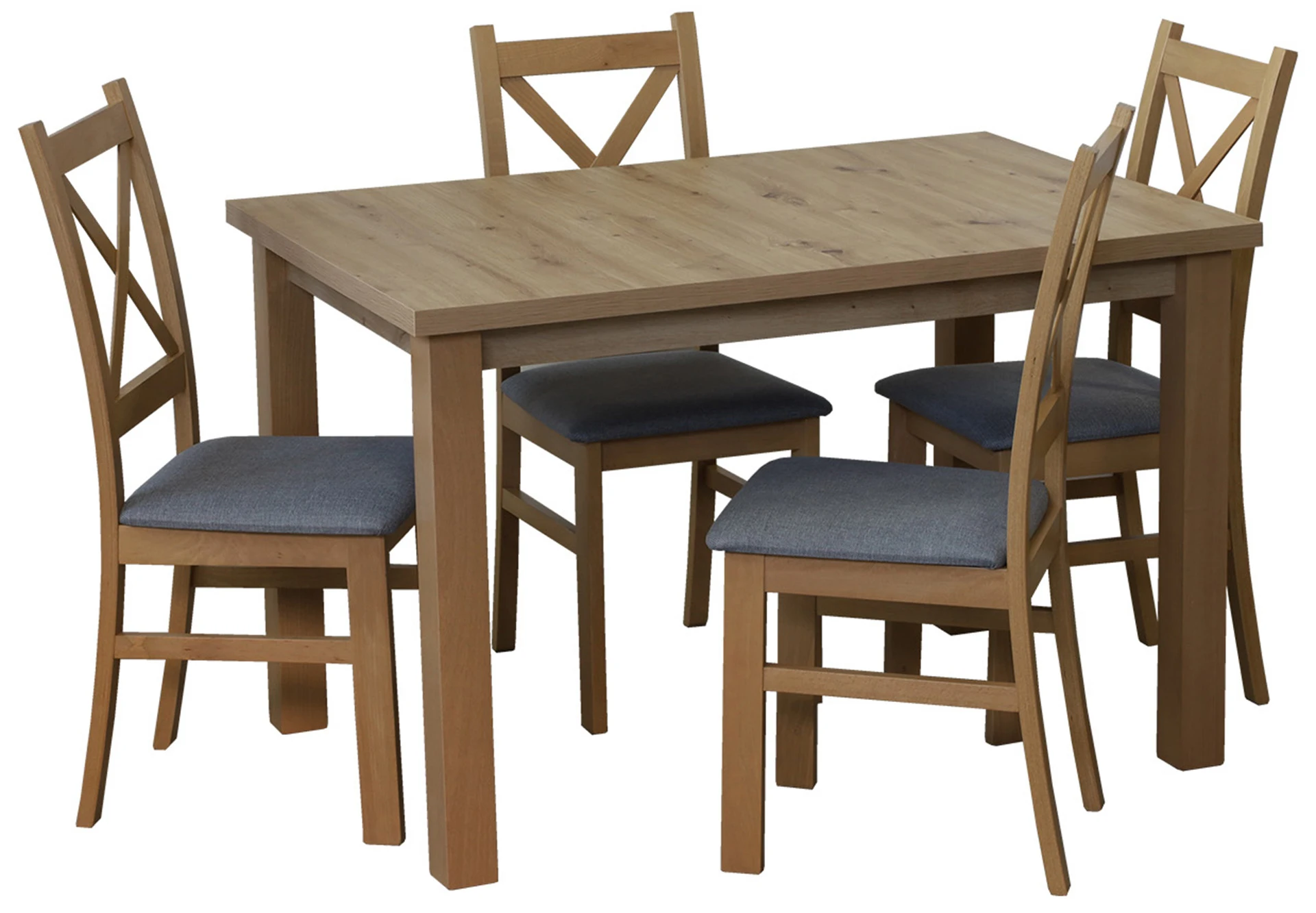Tisch-Set 120x80 mit 4 Stühlen M008-4 Eiche Artisan