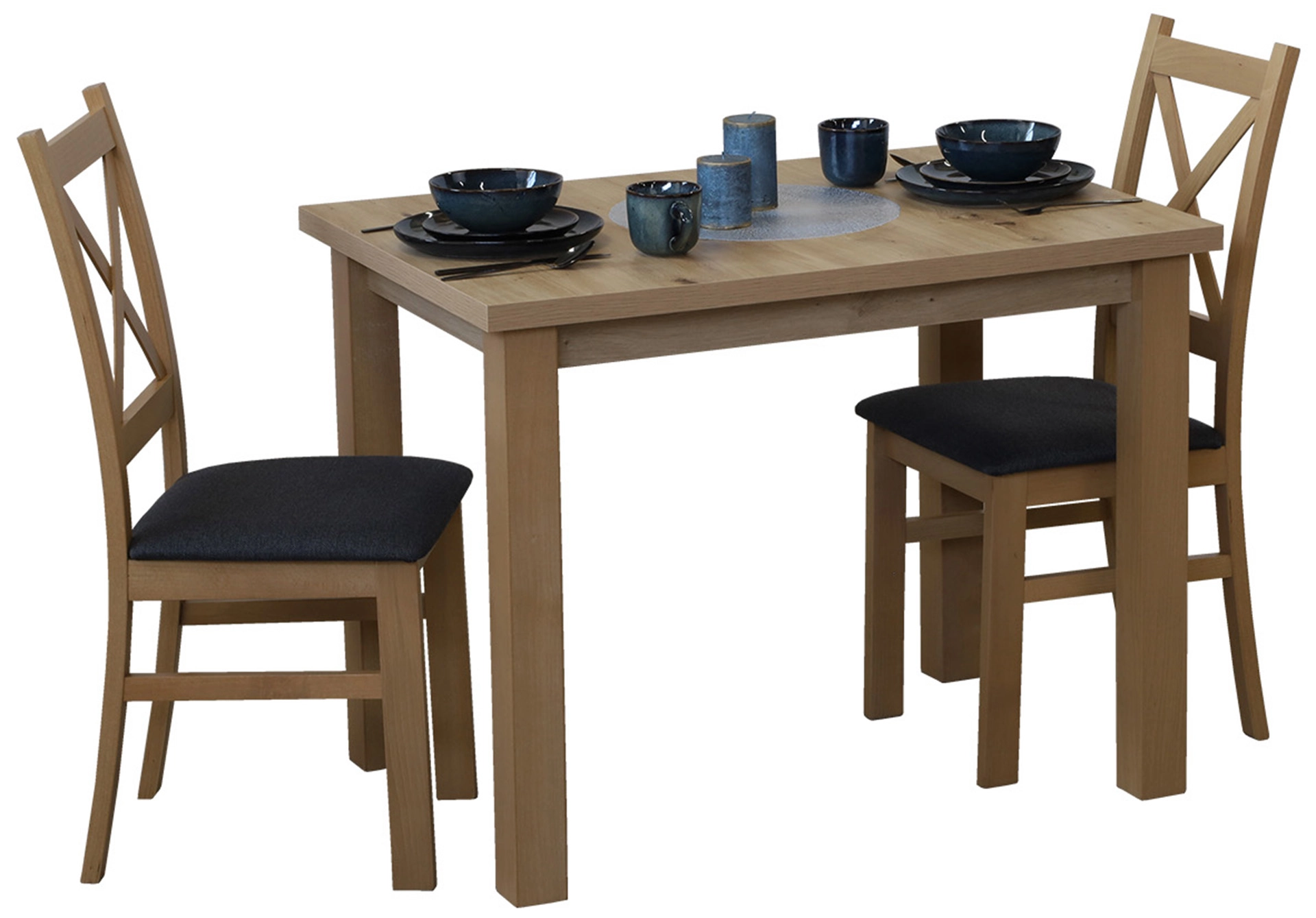 Tisch-Set 100x70 mit 2 Stühlen M010-2 Eiche Artisan