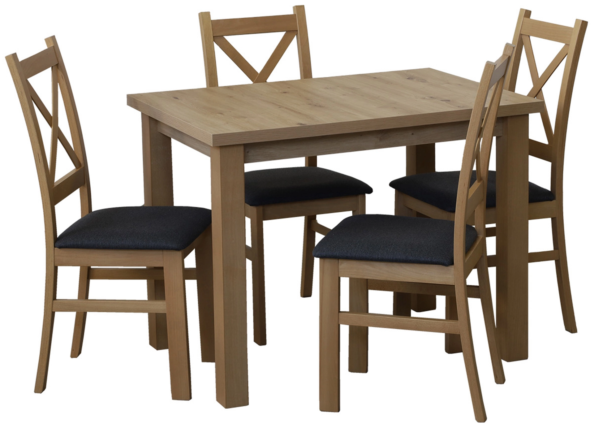 Tisch-Set 100x70 mit 4 Stühlen M010-4 Eiche Artisan