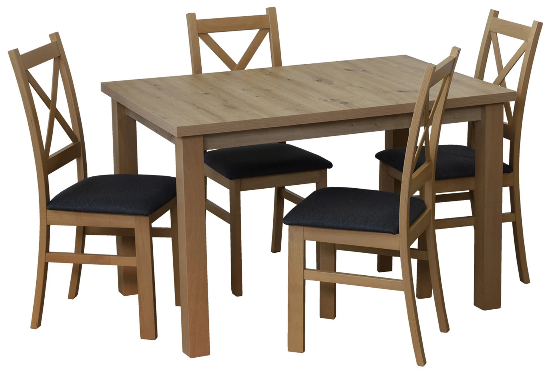 Tisch-Set 120x80 mit 4 Stühlen M011-4 Eiche Artisan