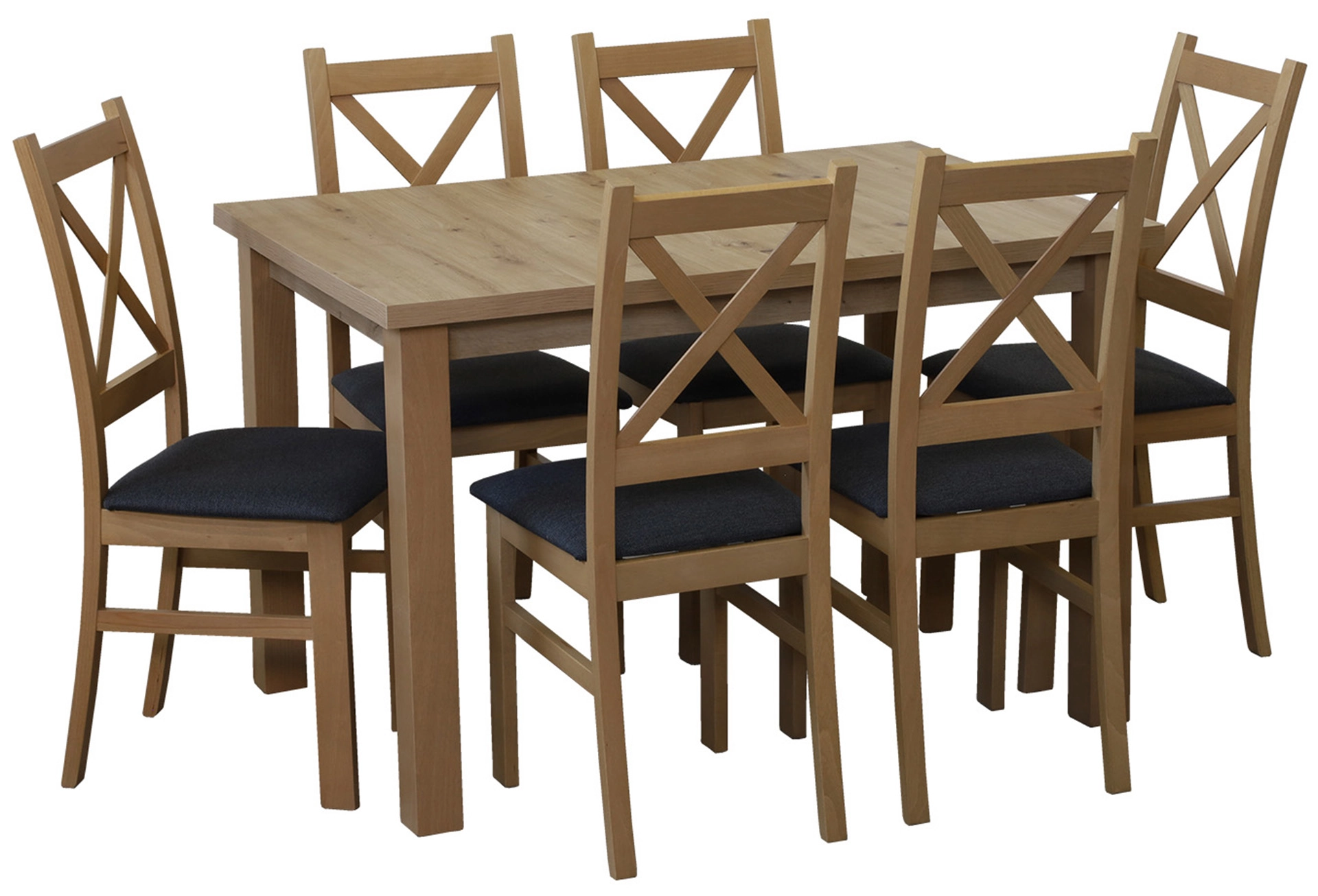 Tisch-Set 120x80 mit 6 Stühlen M011-6 Eiche Artisan