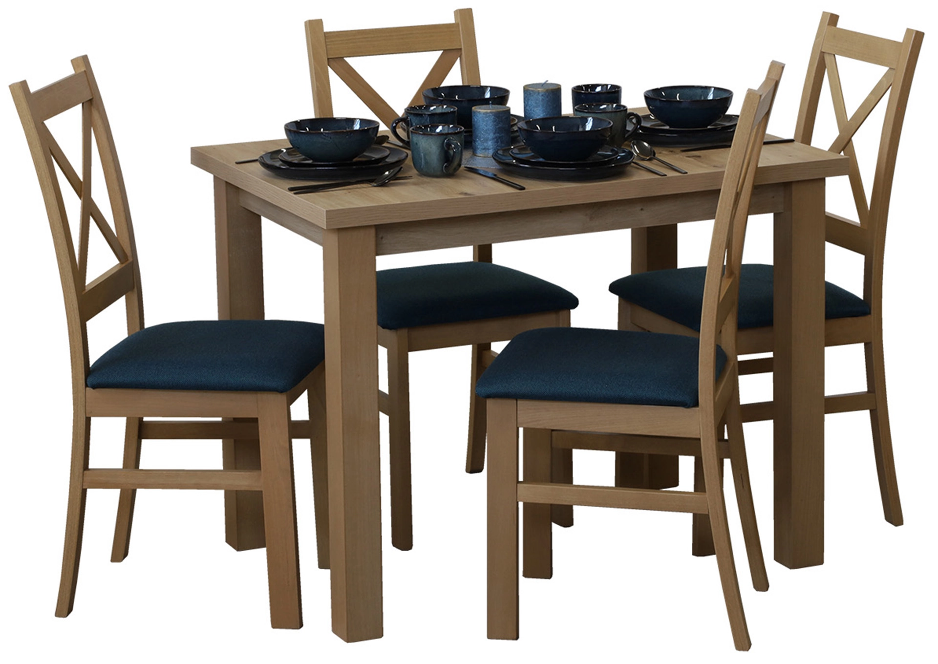 Tisch 100x70 mit 4 Stühlen M013-4 Eiche Artisan