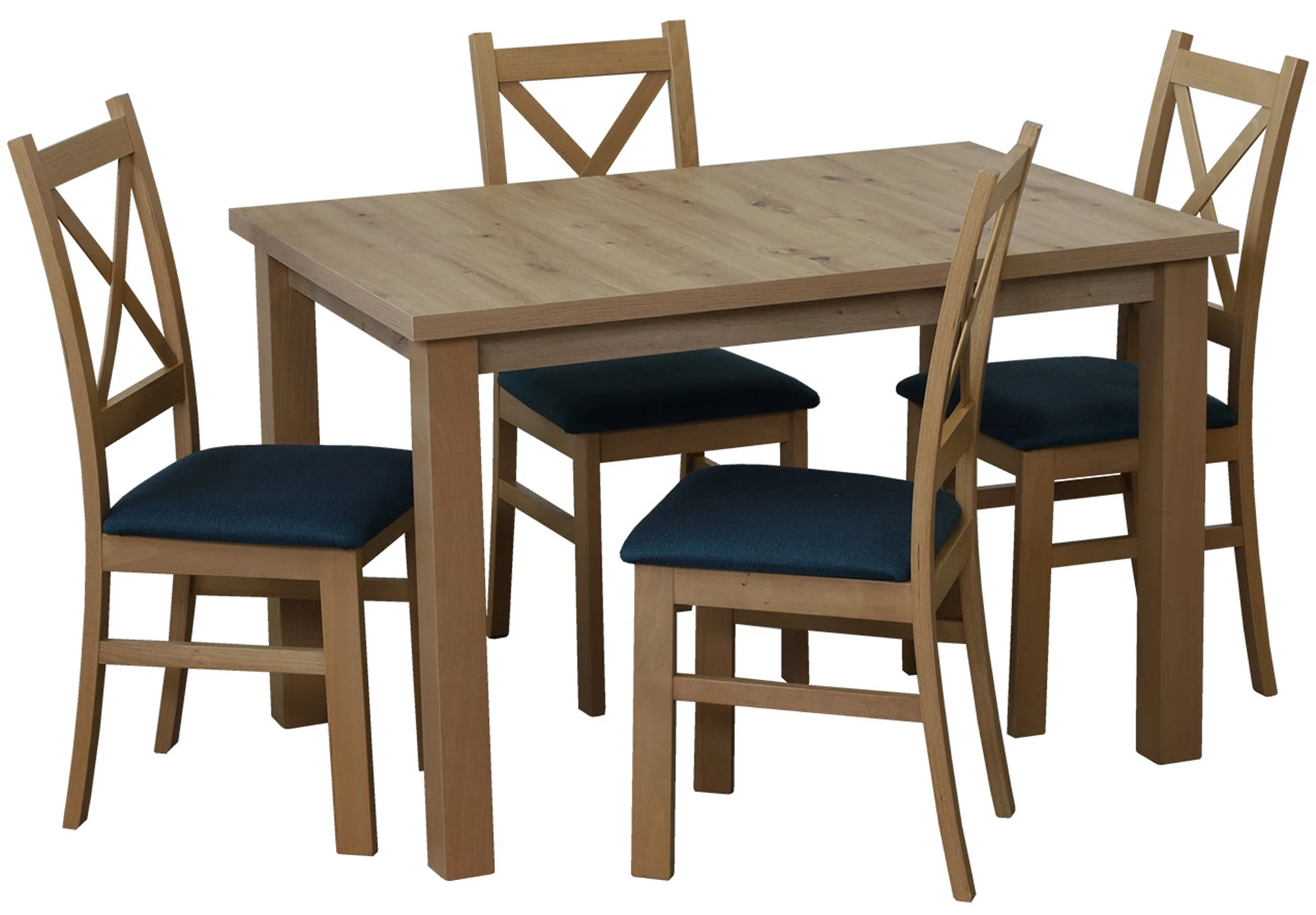 Tisch 120x80 mit 4 Stühlen M014-4 Eiche Artisan
