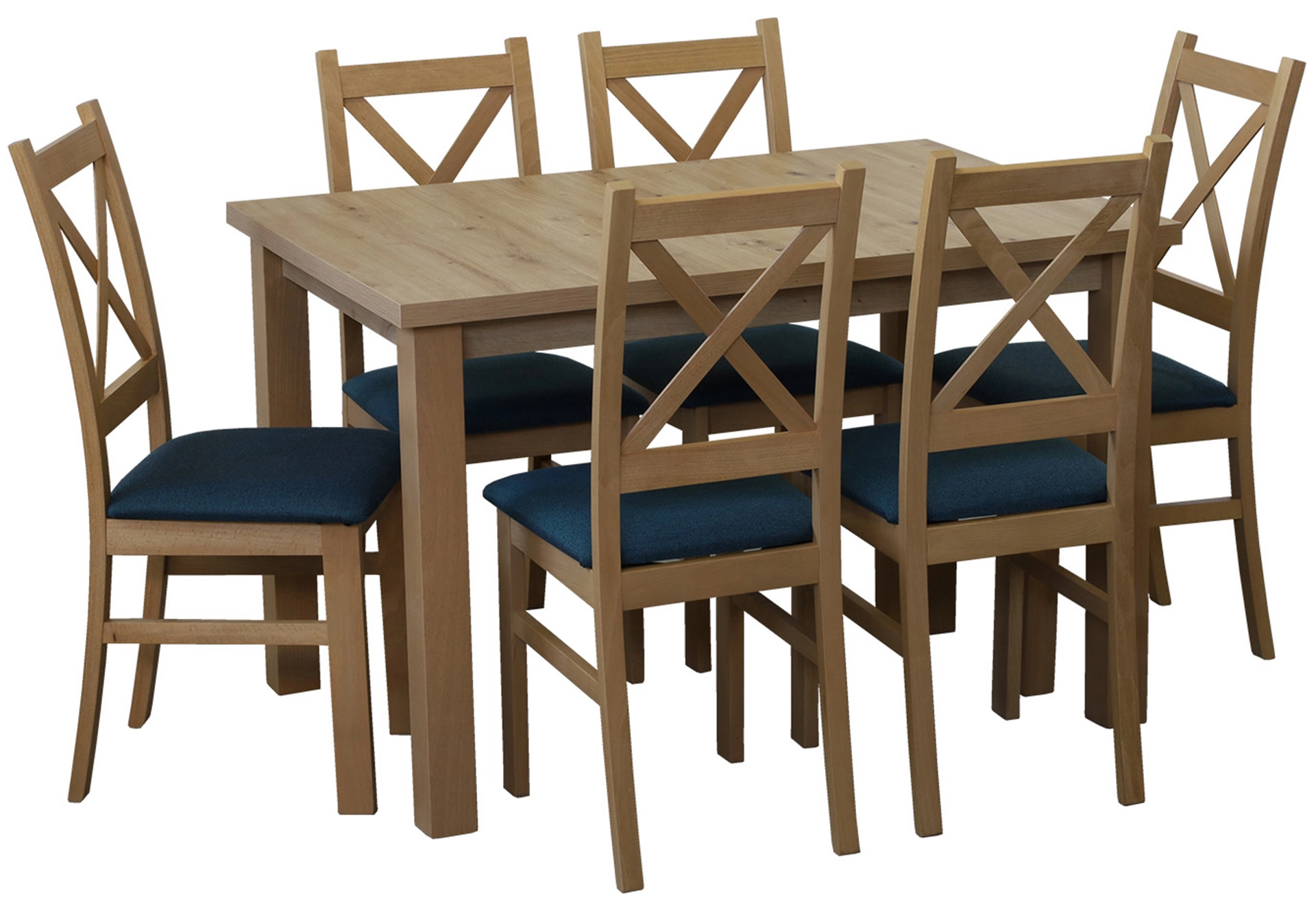 Tisch 120x80 mit 6 Stühlen M014-6 Eiche Artisan