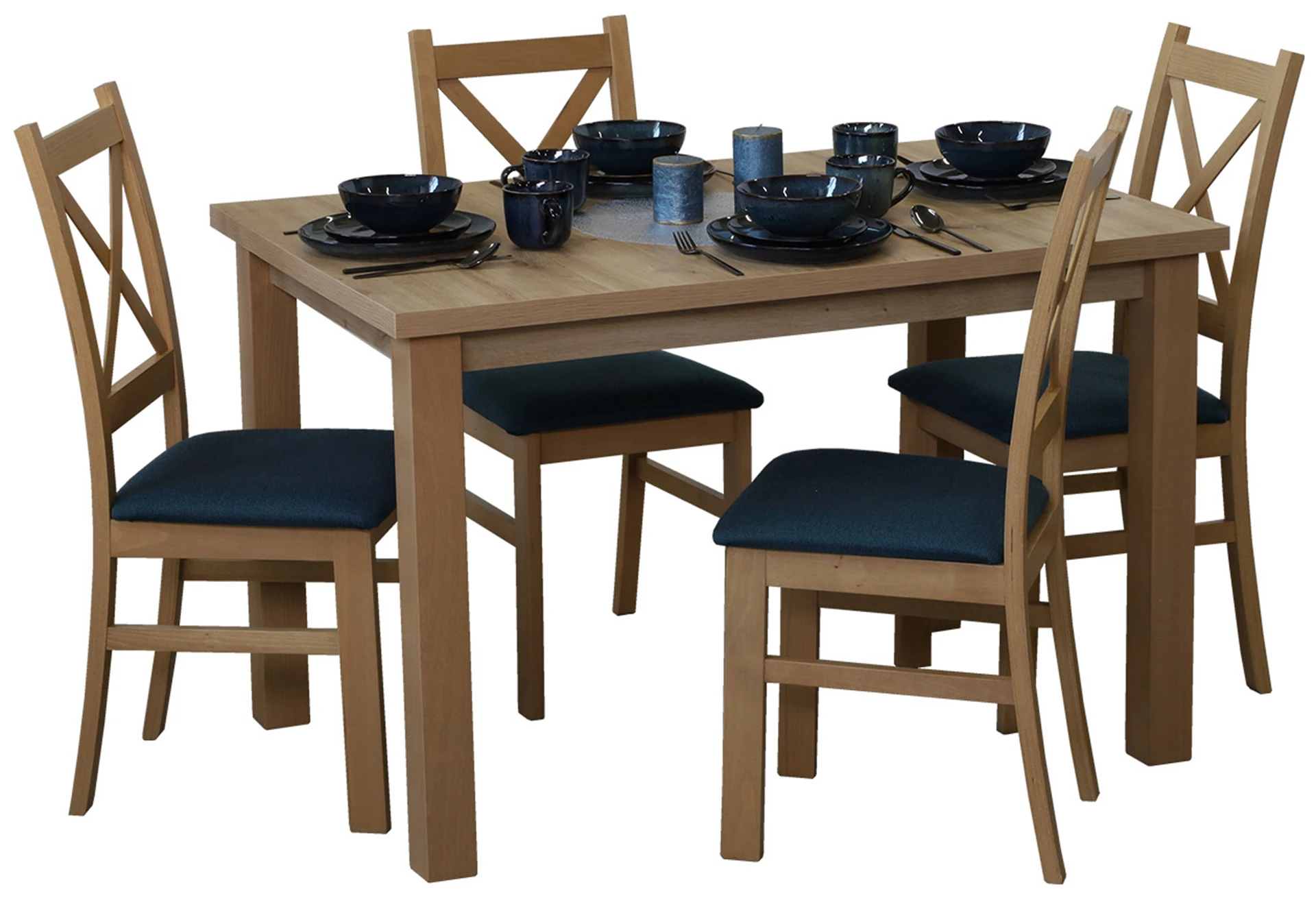 Tisch-Set ausziehbar 150/190x80 mit 4 Stühlen M015-4 Eiche Artisan