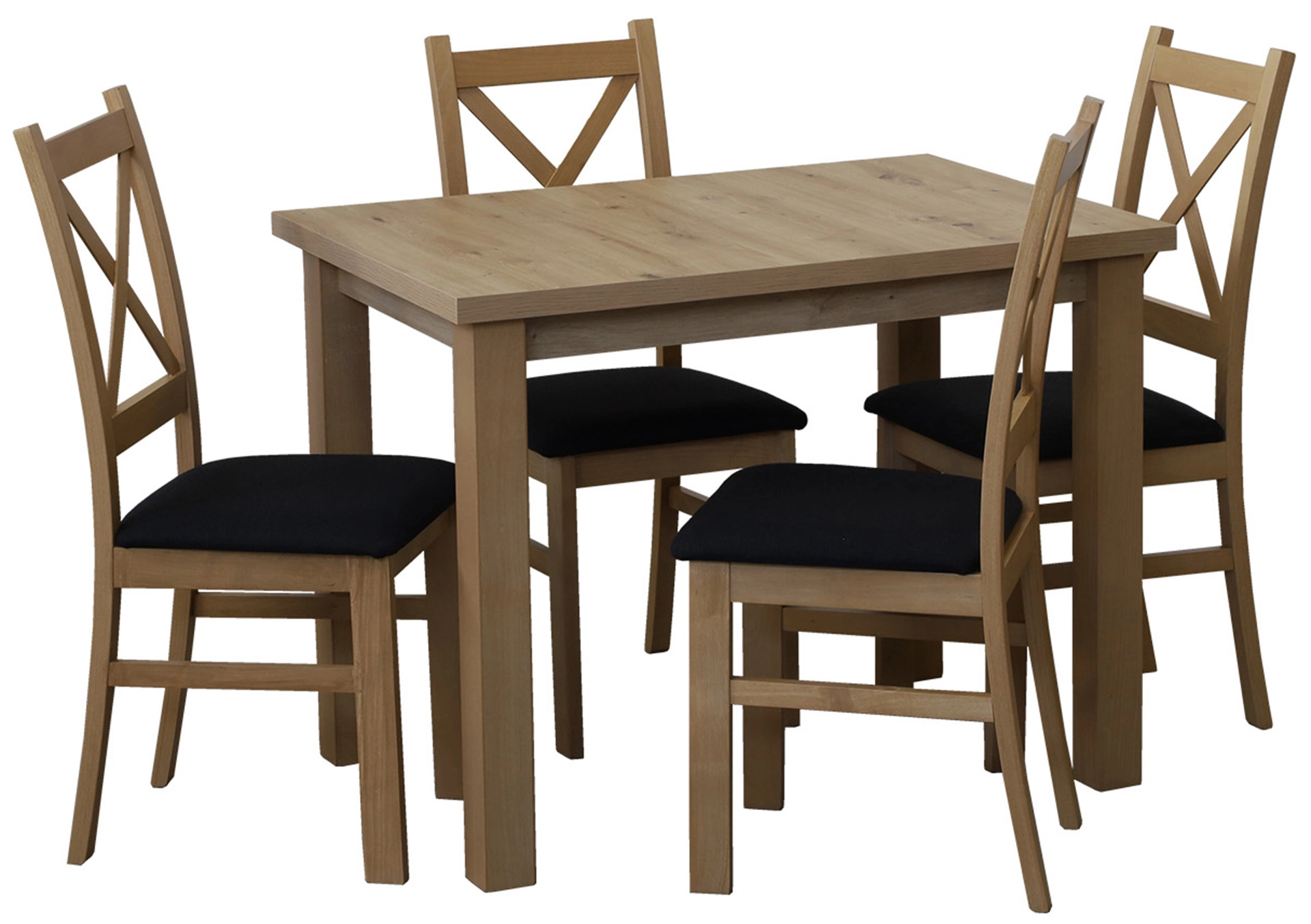 Tisch 100x70 mit 4 Stühlen M016-4 Eiche Artisan