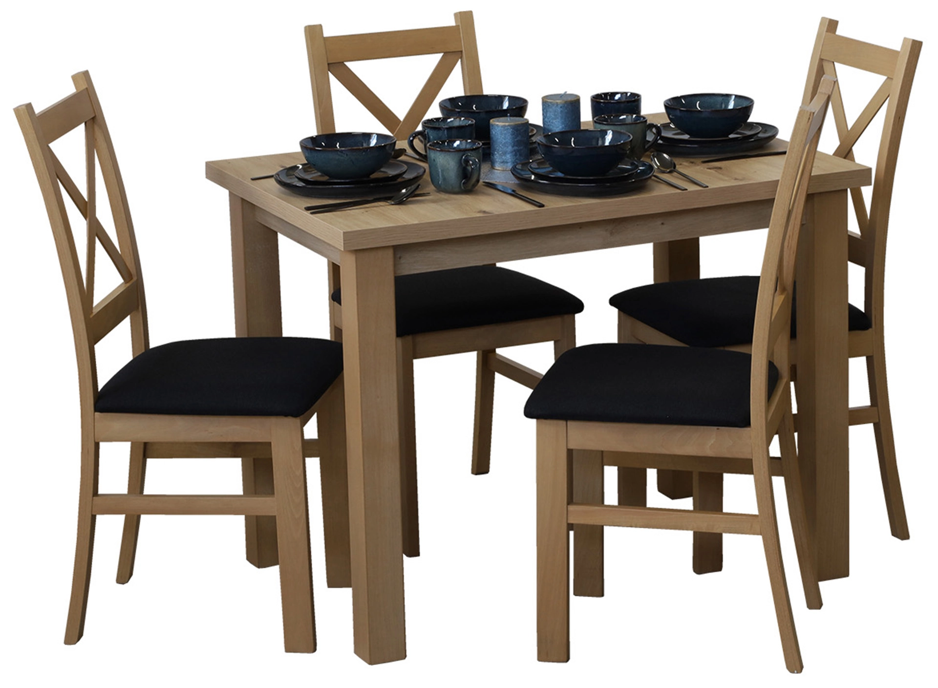 Tisch 100x70 mit 4 Stühlen M016-4 Eiche Artisan