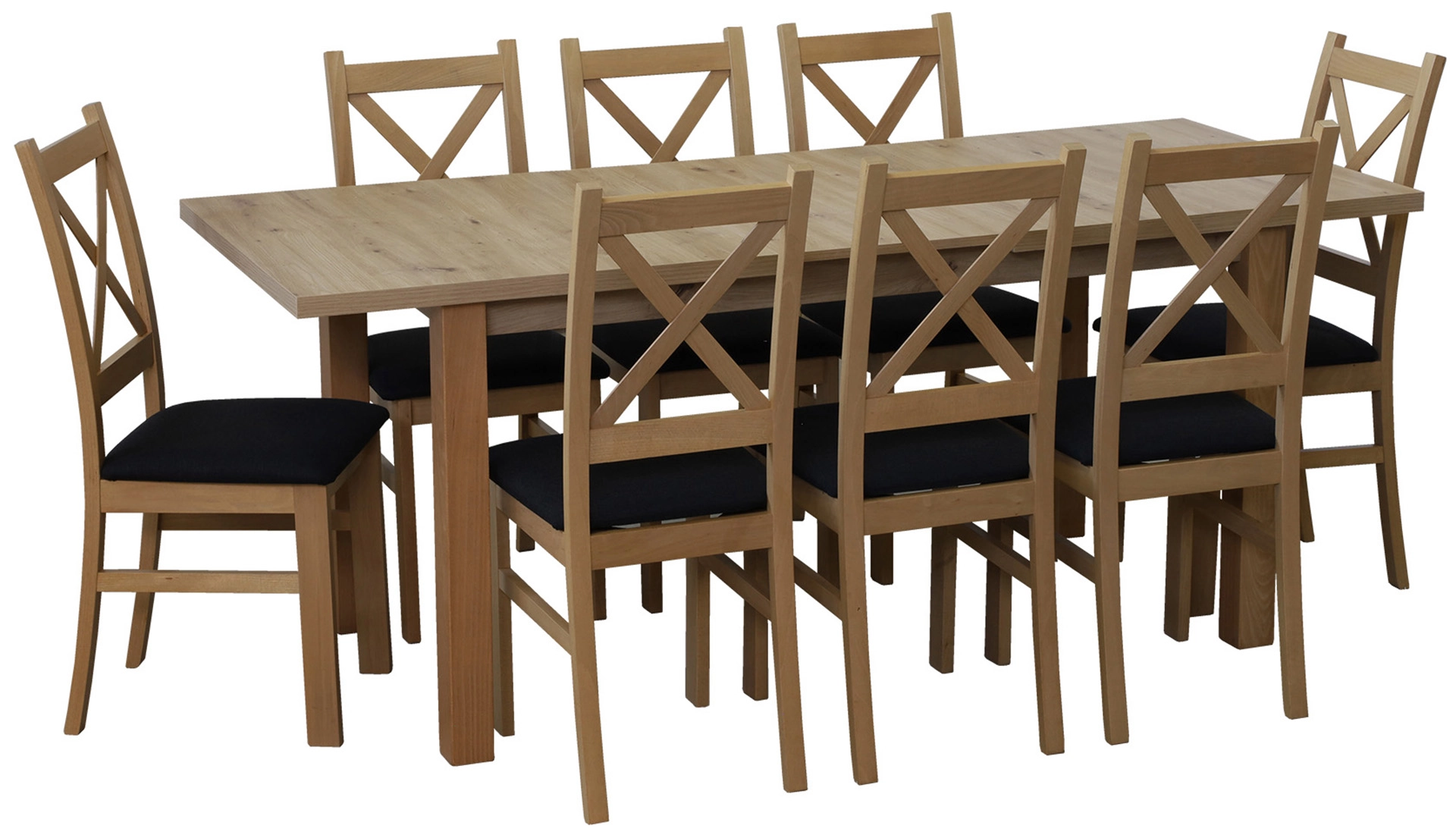 Set aus ausziehbarem Tisch 150/190x80 mit 4 Stühlen M018-4 Eiche Artisan