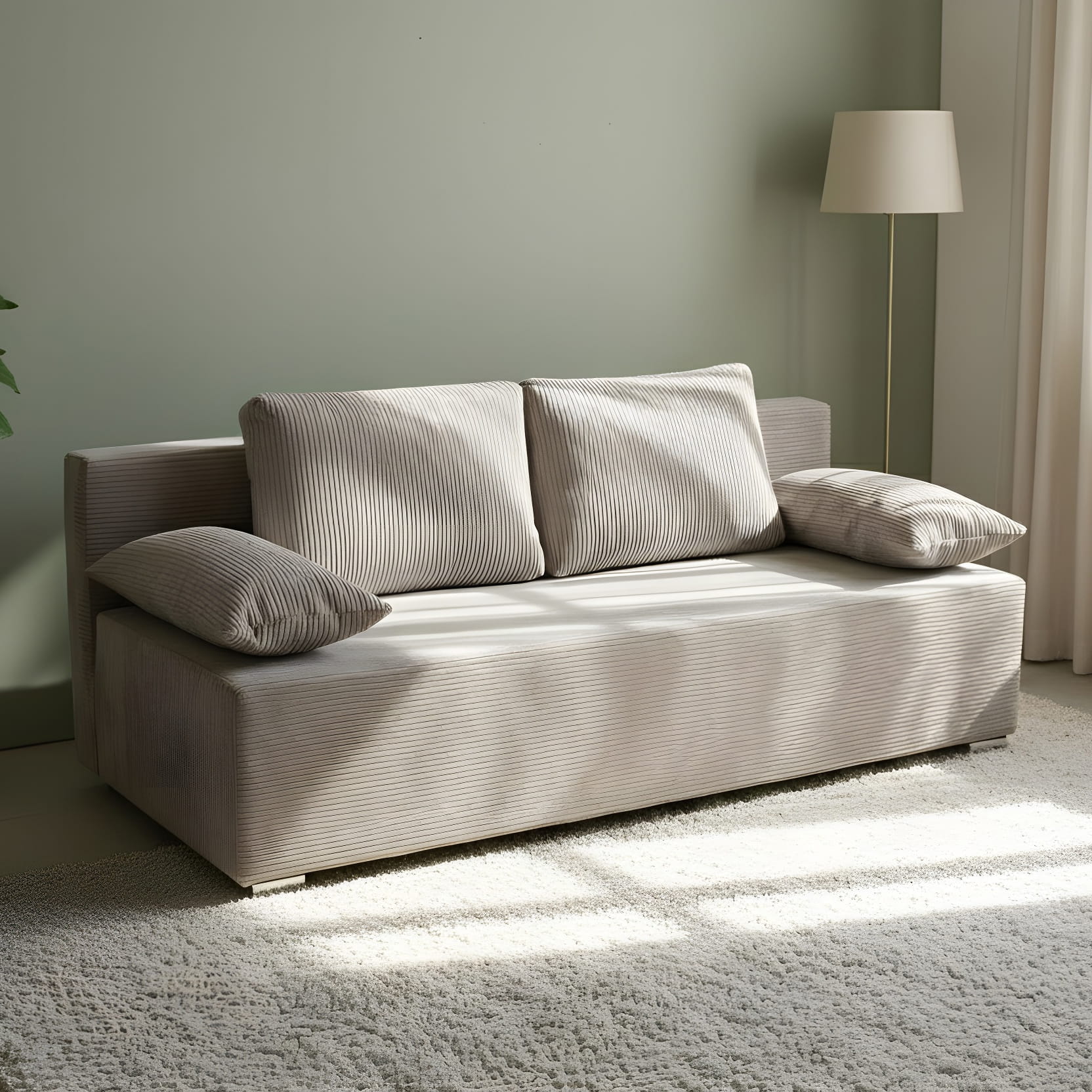 Schlafsofa Lunera Prima 2 Cordstoff Grau
