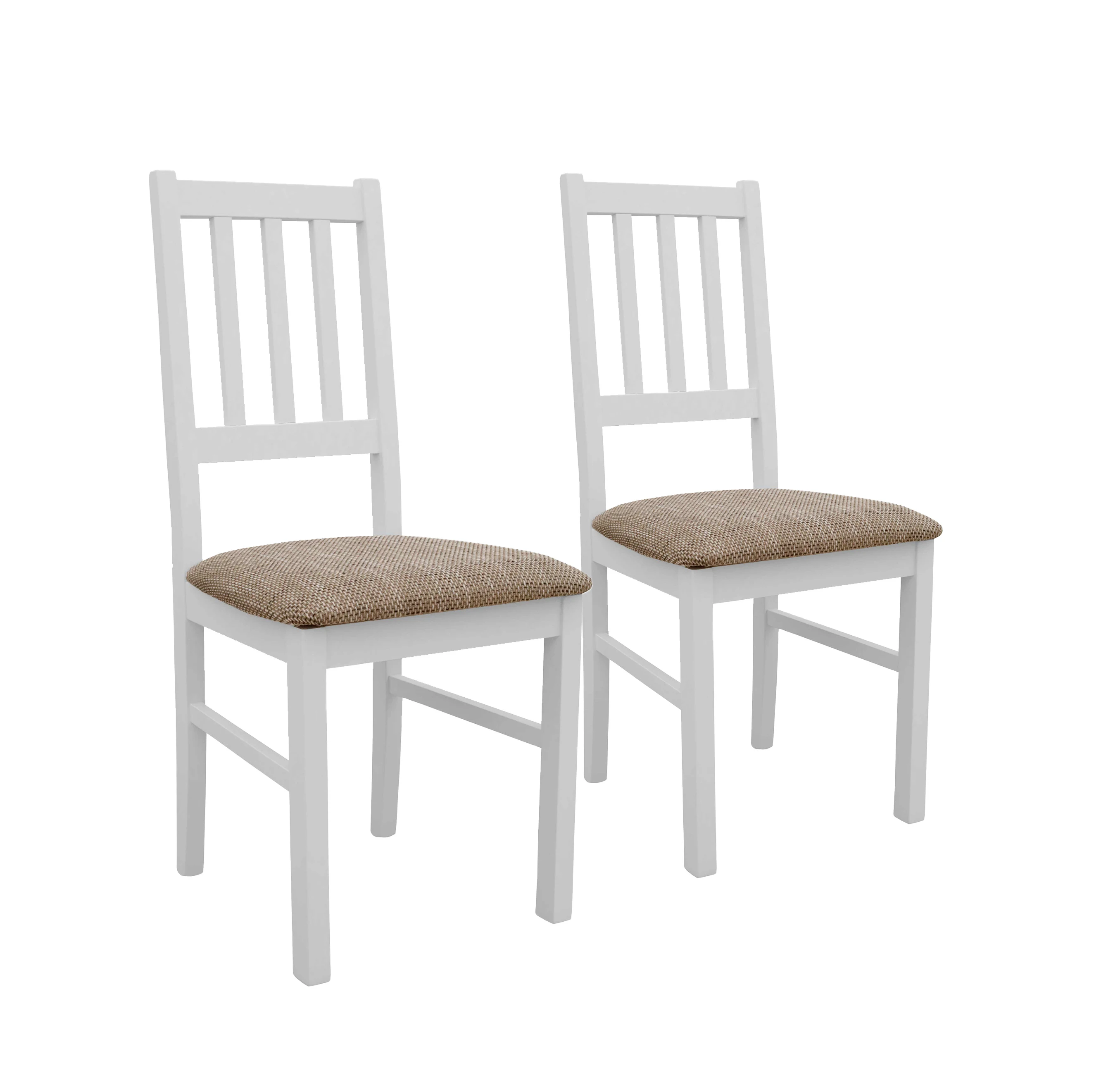 Set aus 2x Holzstuhl BOS04 Weiß/Beige
