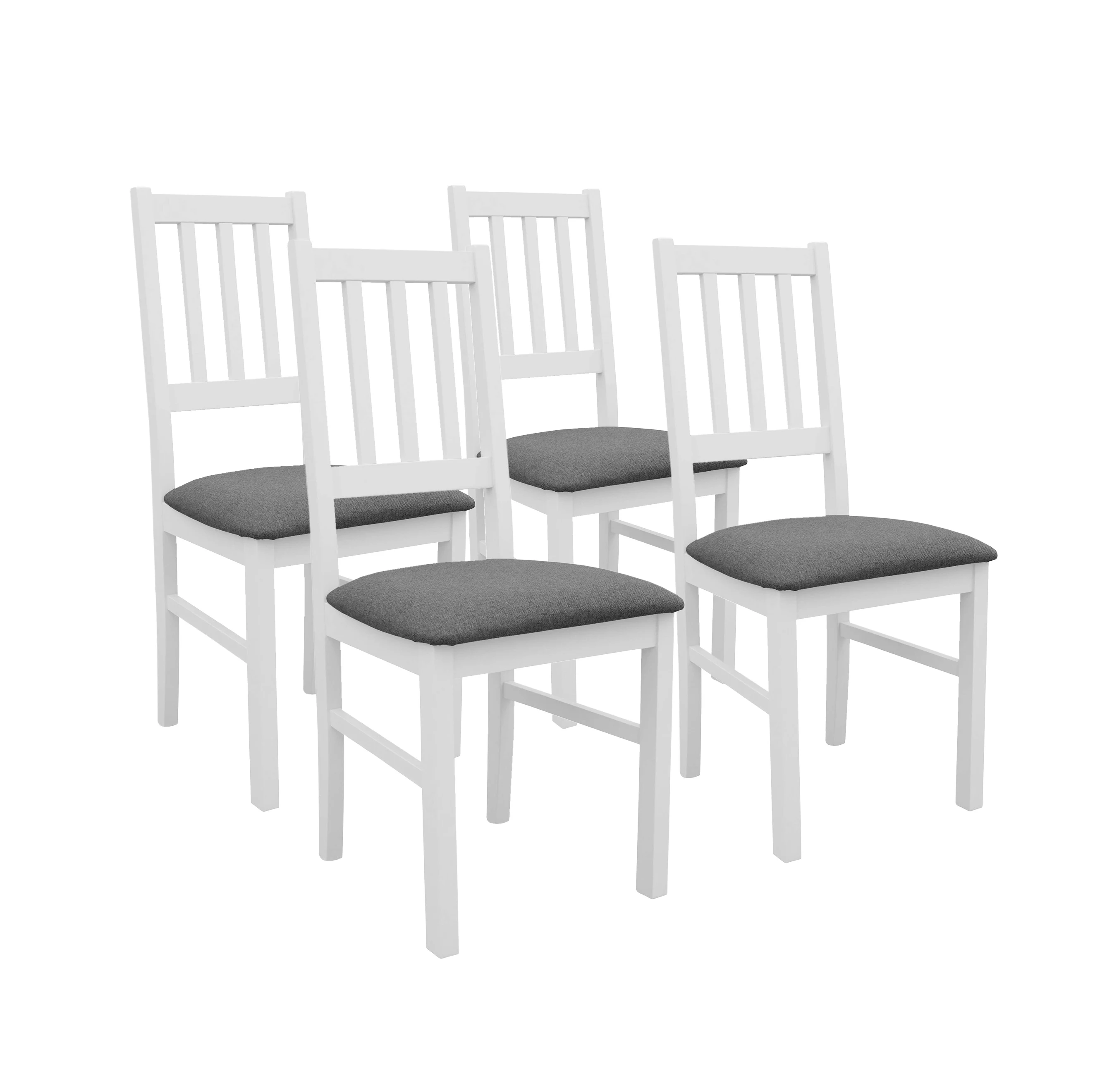 Set aus 4x Holzstuhl BOS04 Weiß/Graphit