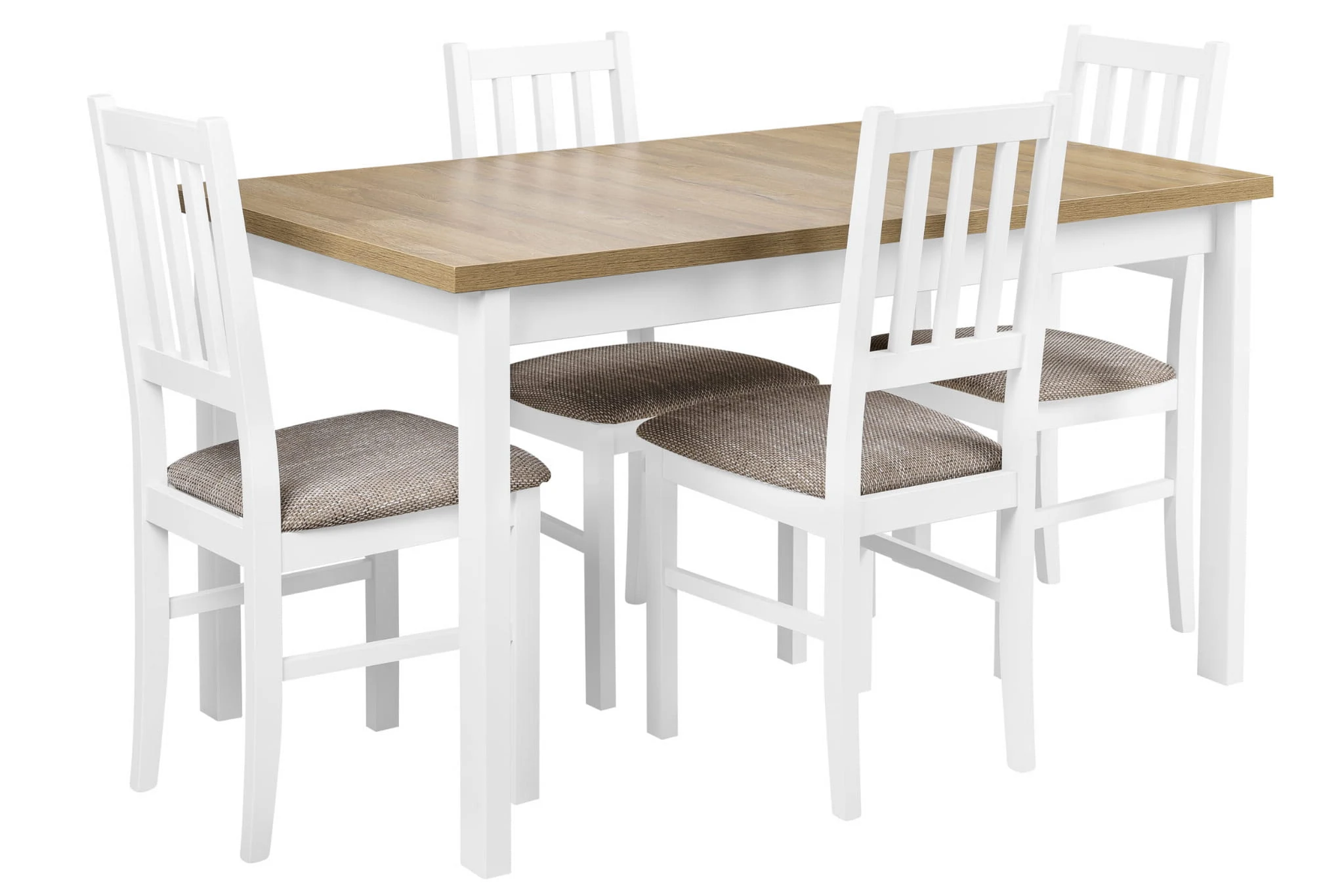Set aus 4x Holzstuhl BOS04 Weiß/Beige