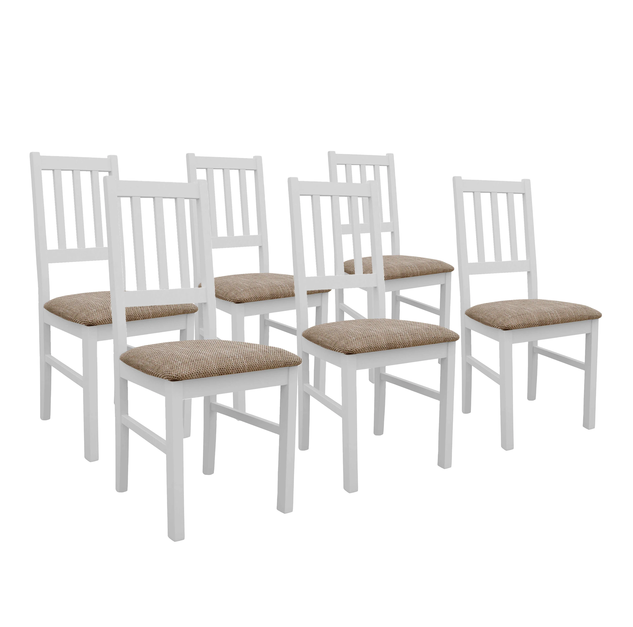 Set aus 6x Holzstuhl BOS04 Weiß/Beige