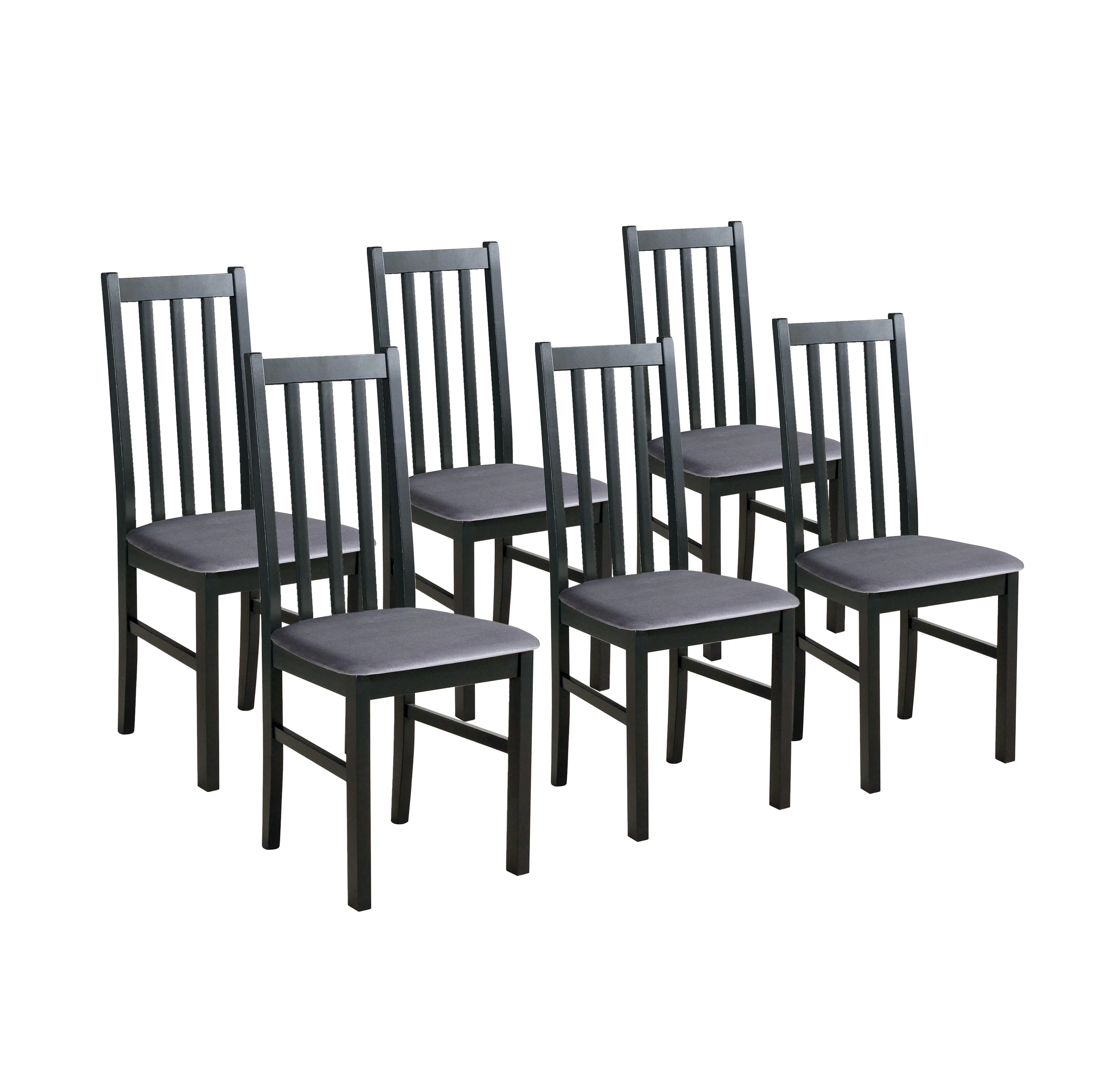 Set aus 6x Holzstuhl BOS10 Schwarz/Grau