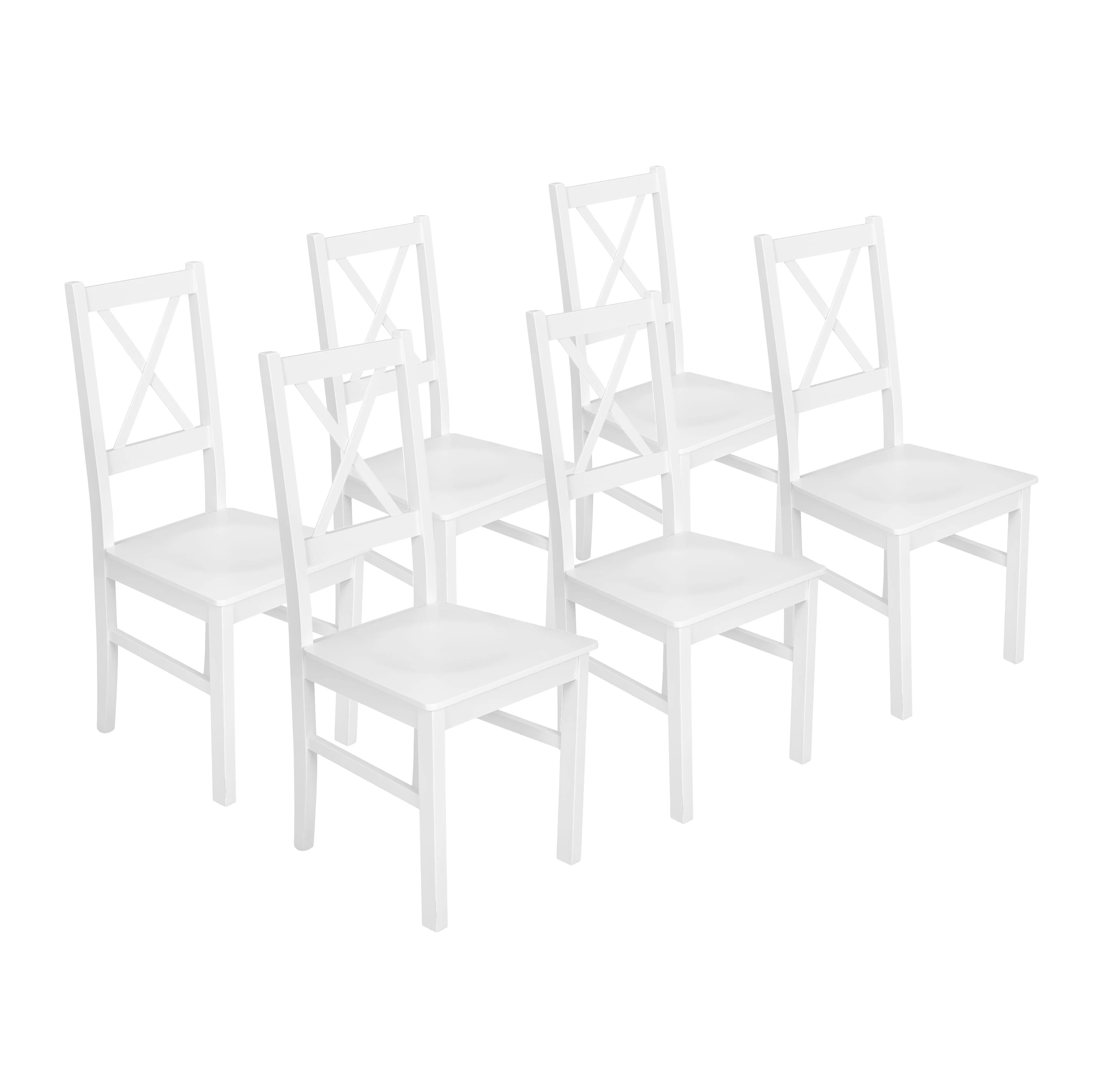 Set aus 6x Holzstuhl NIL10D Weiß