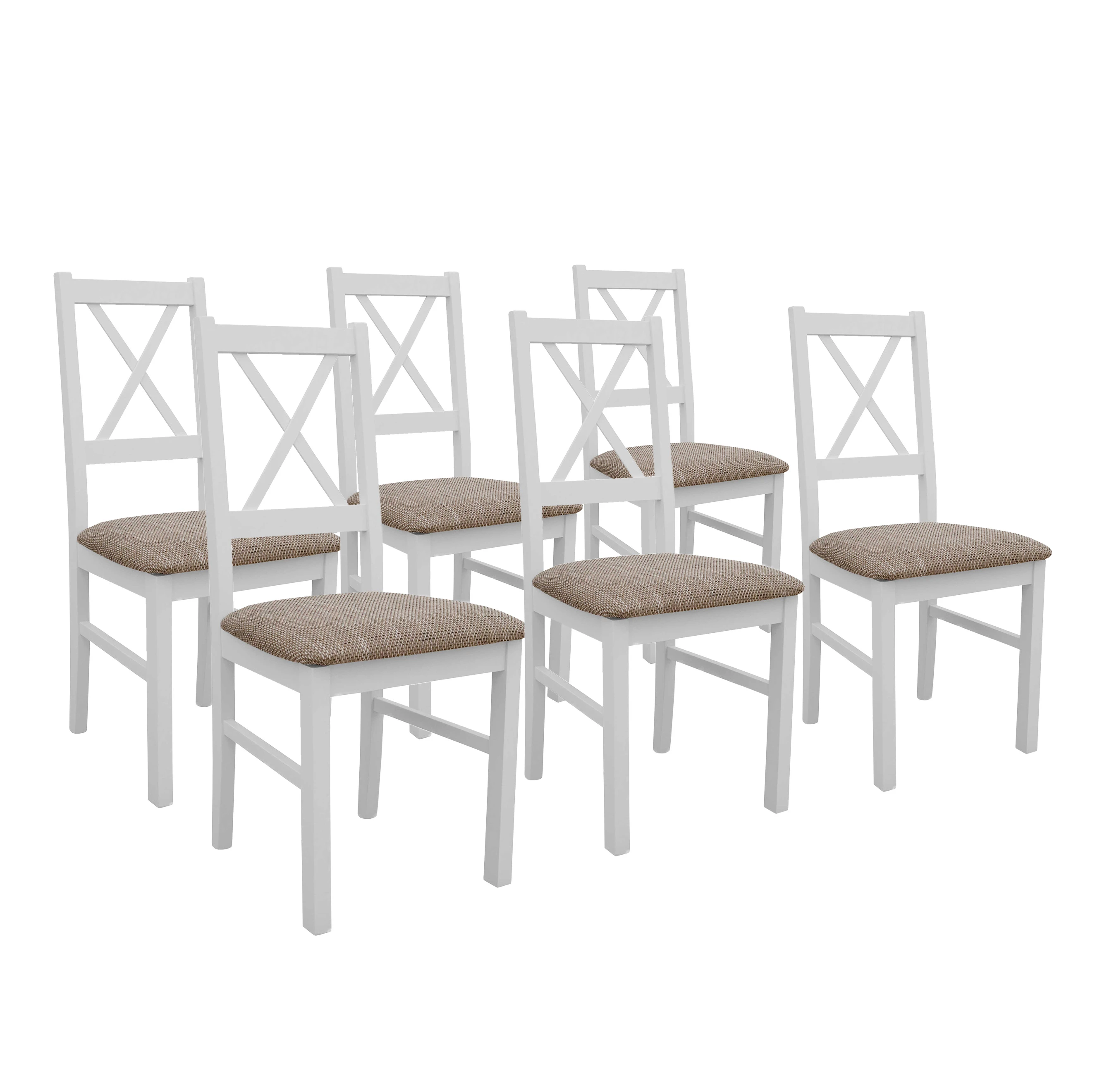 Set aus 6x Holzstuhl NIL10 Weiß/Beige