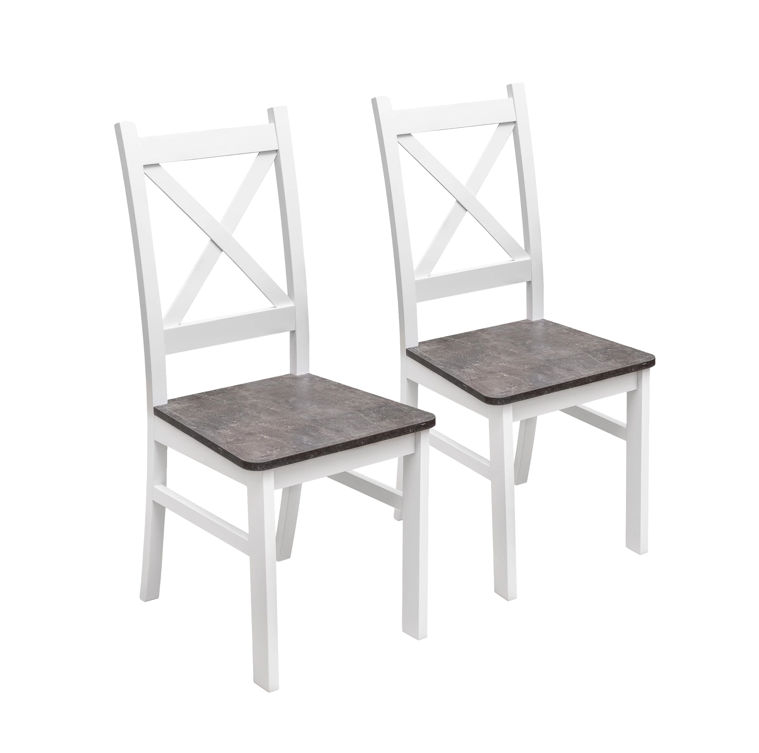 Satz von 2x Holzstuhl KRT Weiß/Beton
