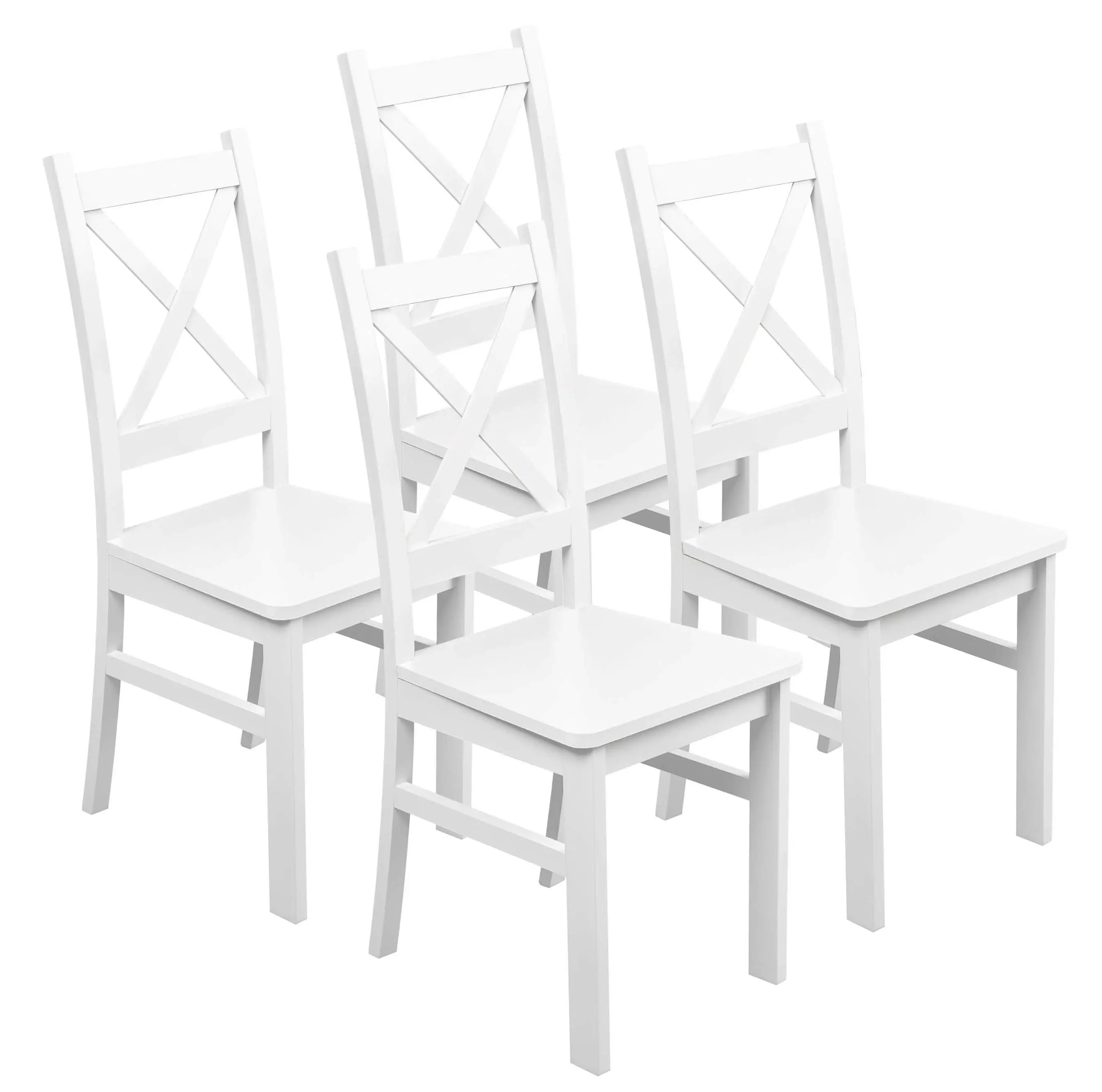 Satz von 4x Holzstuhl KRT  Weiß/Weiß