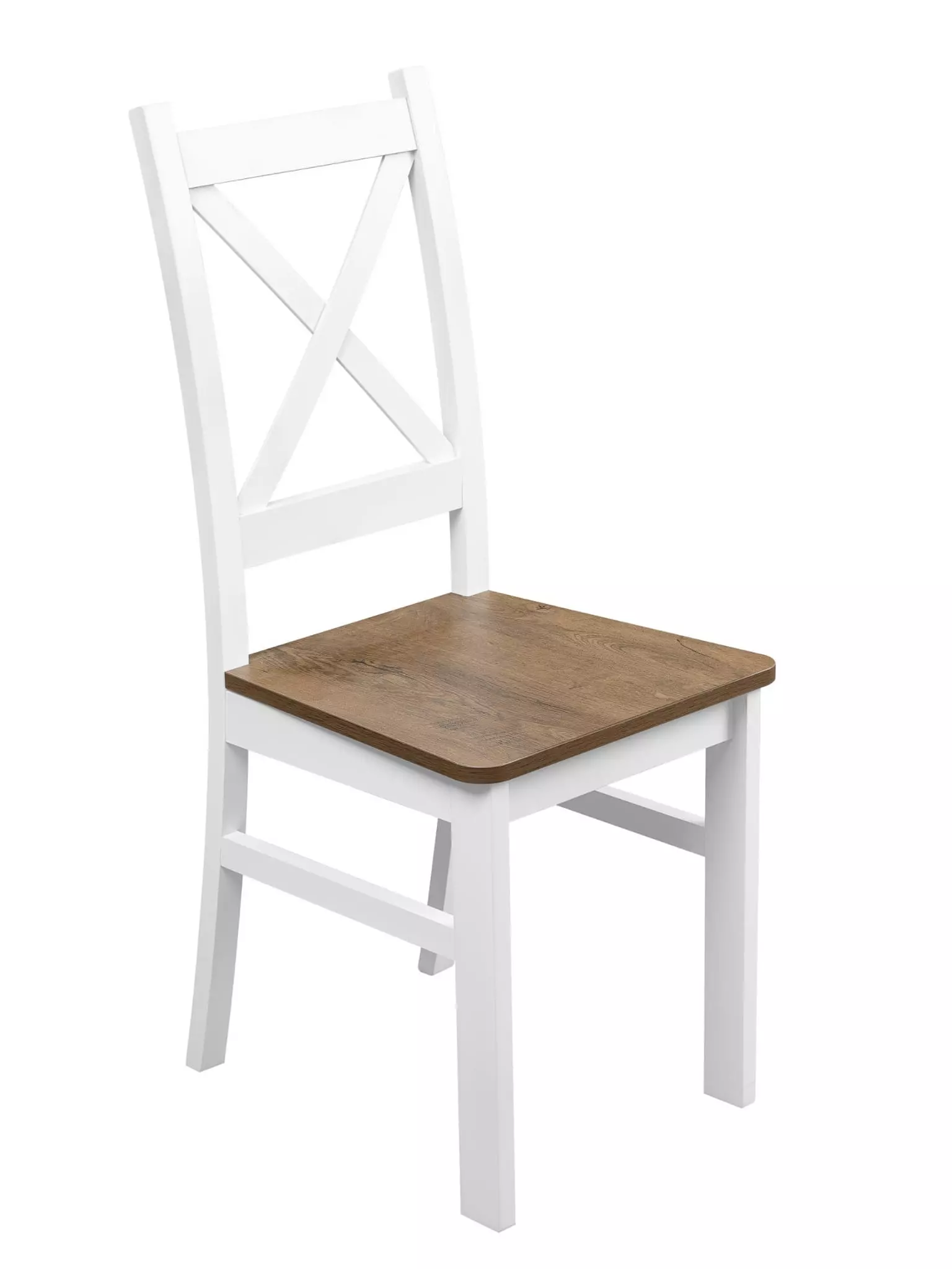 Satz von 4x Holzstuhl KRT Weiß/Eiche Lefkas