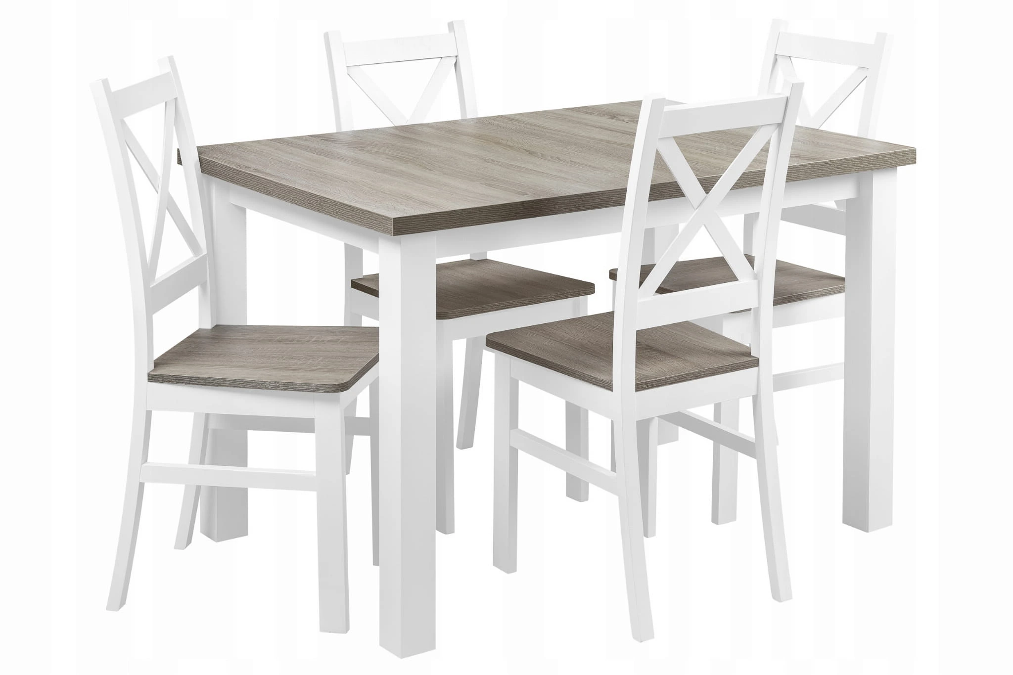 Satz von 4x Holzstuhl KRT Weiß/San Remo
