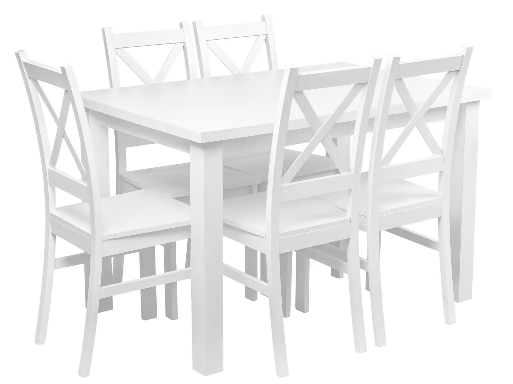 Satz von 6x Holzstuhl KRT  Weiß/Weiß