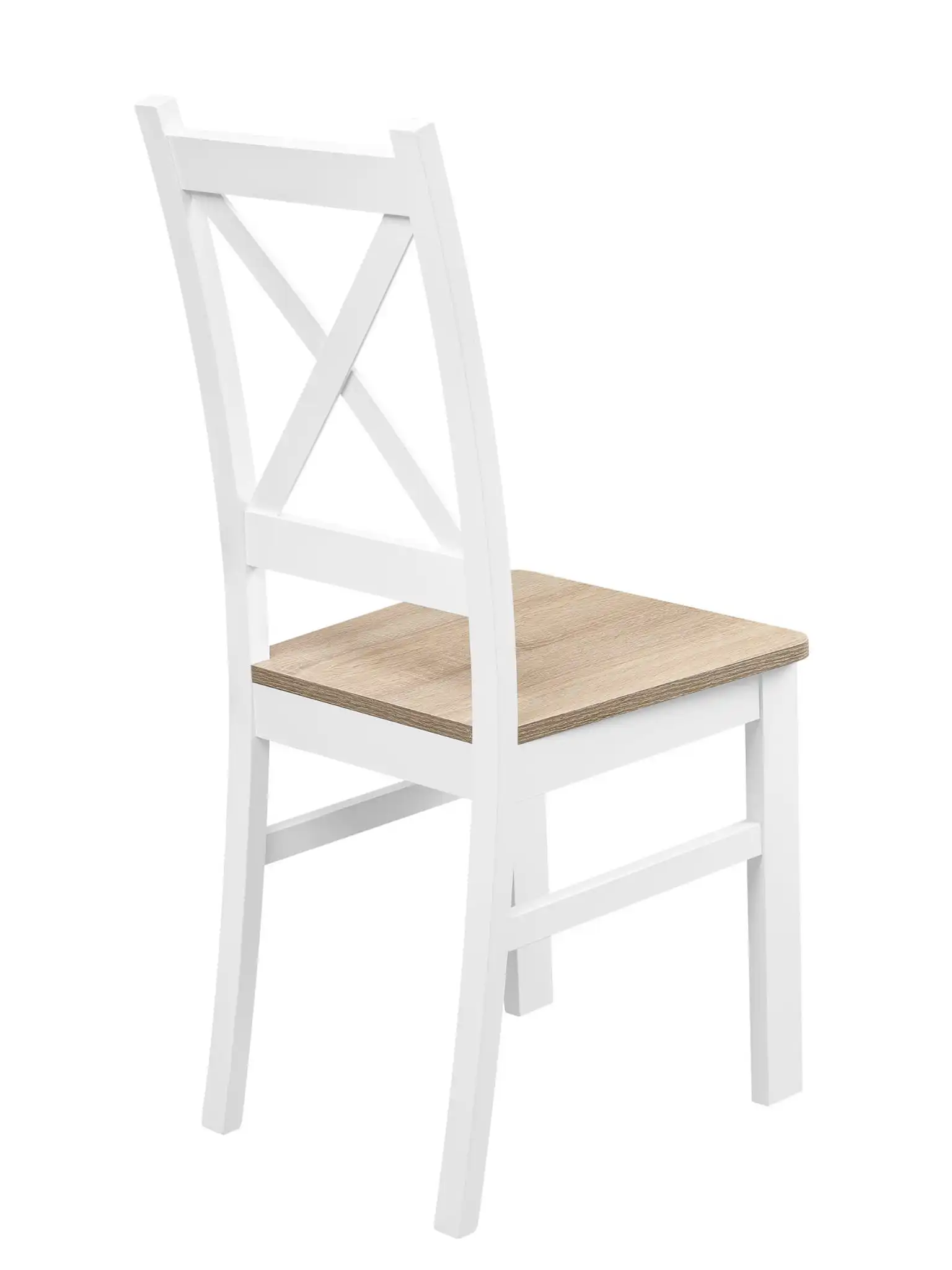 Satz von 6x Holzstuhl KRT Weiß/Eiche Sonoma